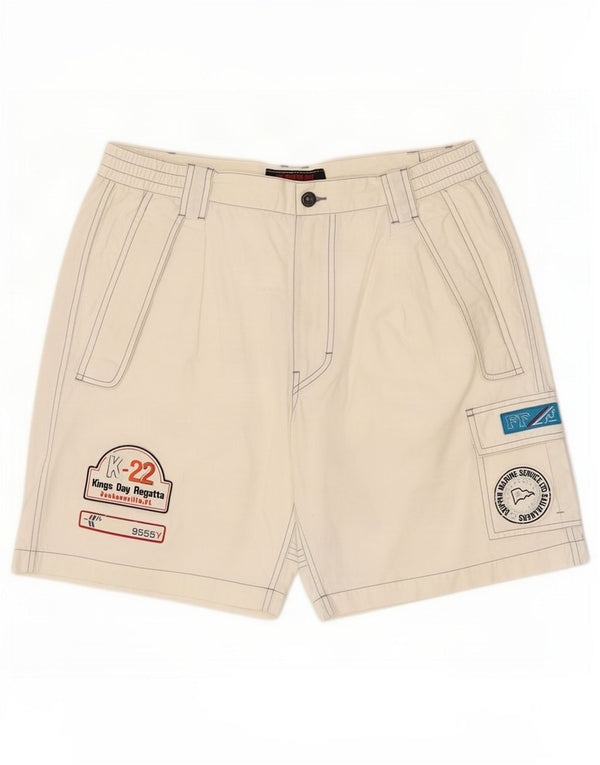 Murphy & Nye Shorts cargo masculino gráfico grande W36 algodão branco