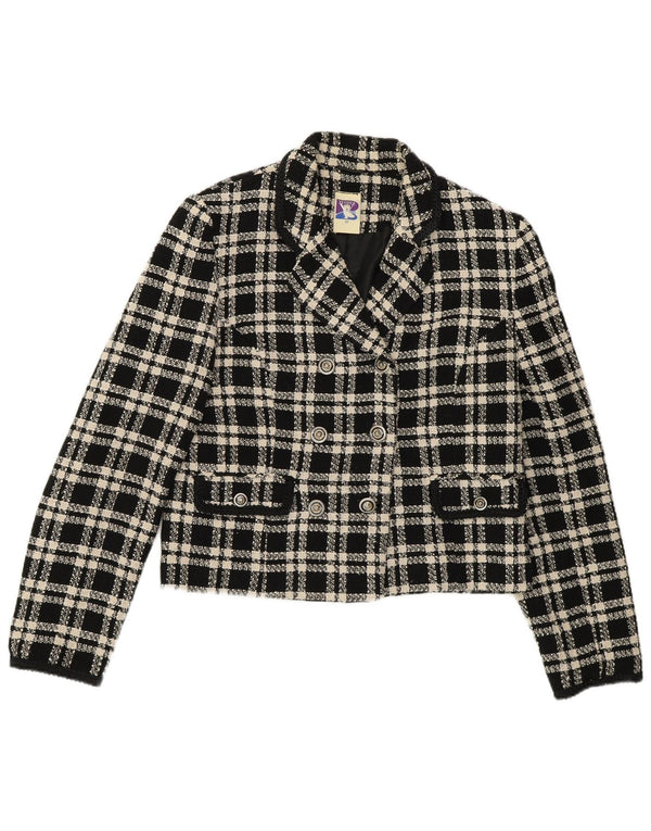 Jaqueta blazer feminina Yessica com peito duplo EU 40 médio preto xadrez lã