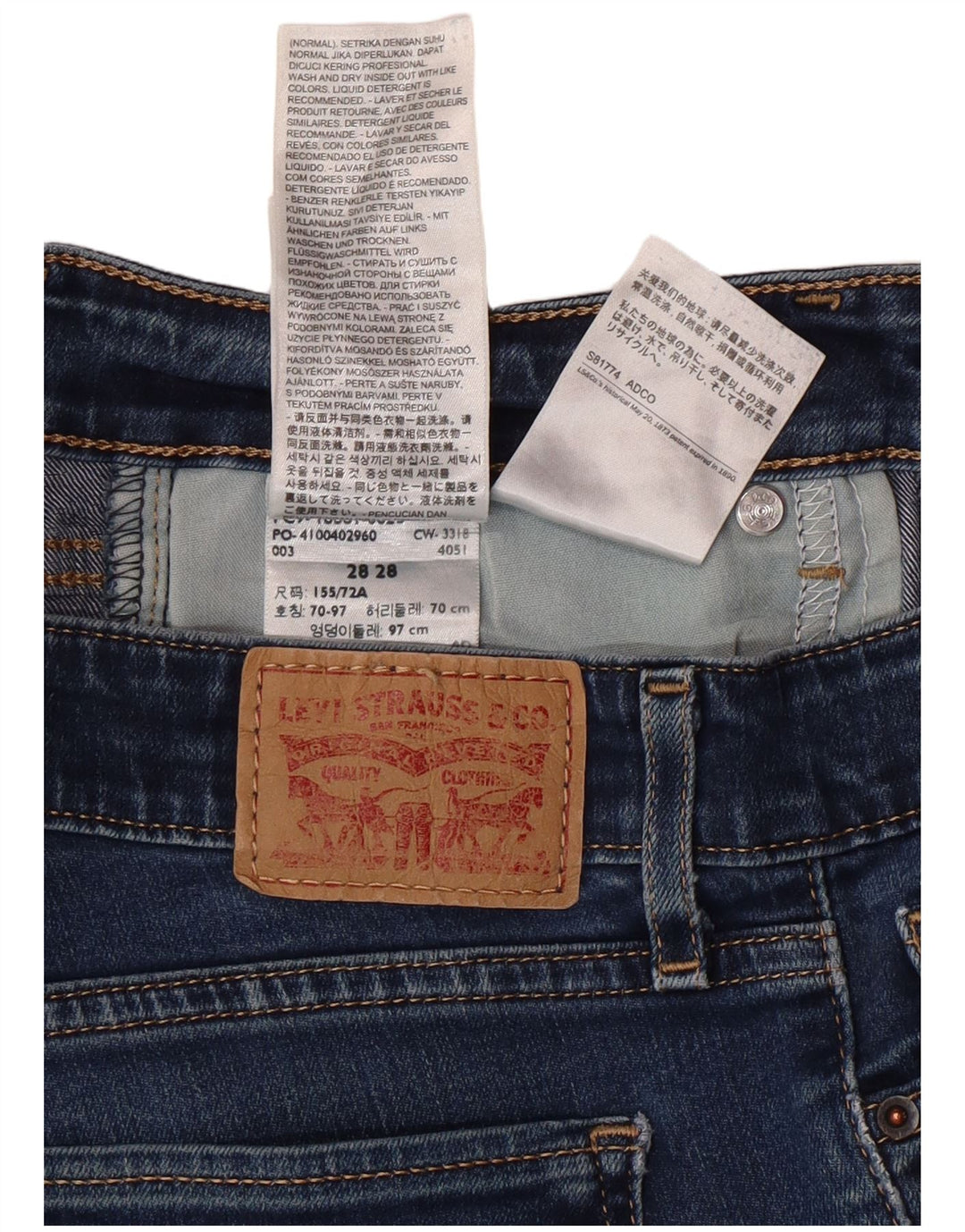 Jeans skinny feminino LEVI'S W28 L28 algodão azul