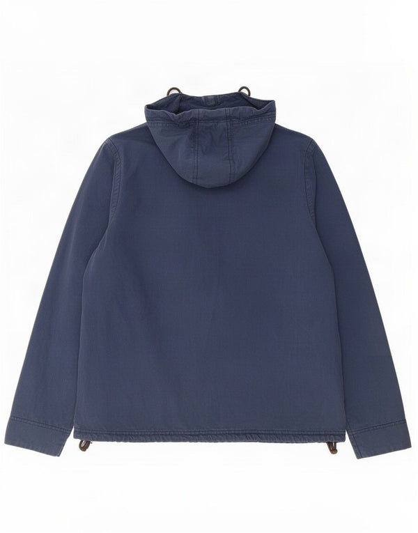 Jaqueta bomber feminina com capuz Weird Fish Reino Unido 14 algodão azul marinho médio