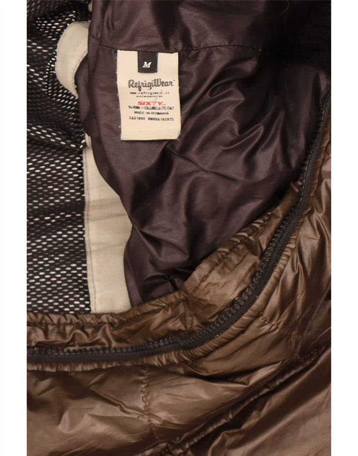 Jaqueta masculina Refrigiwear Sixty acolchoada com capuz Reino Unido 38 poliéster marrom médio