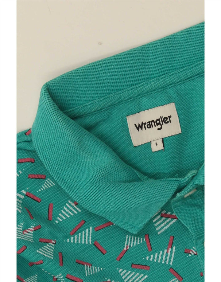 Camisa polo masculina Wrangler grande turquesa geométrica