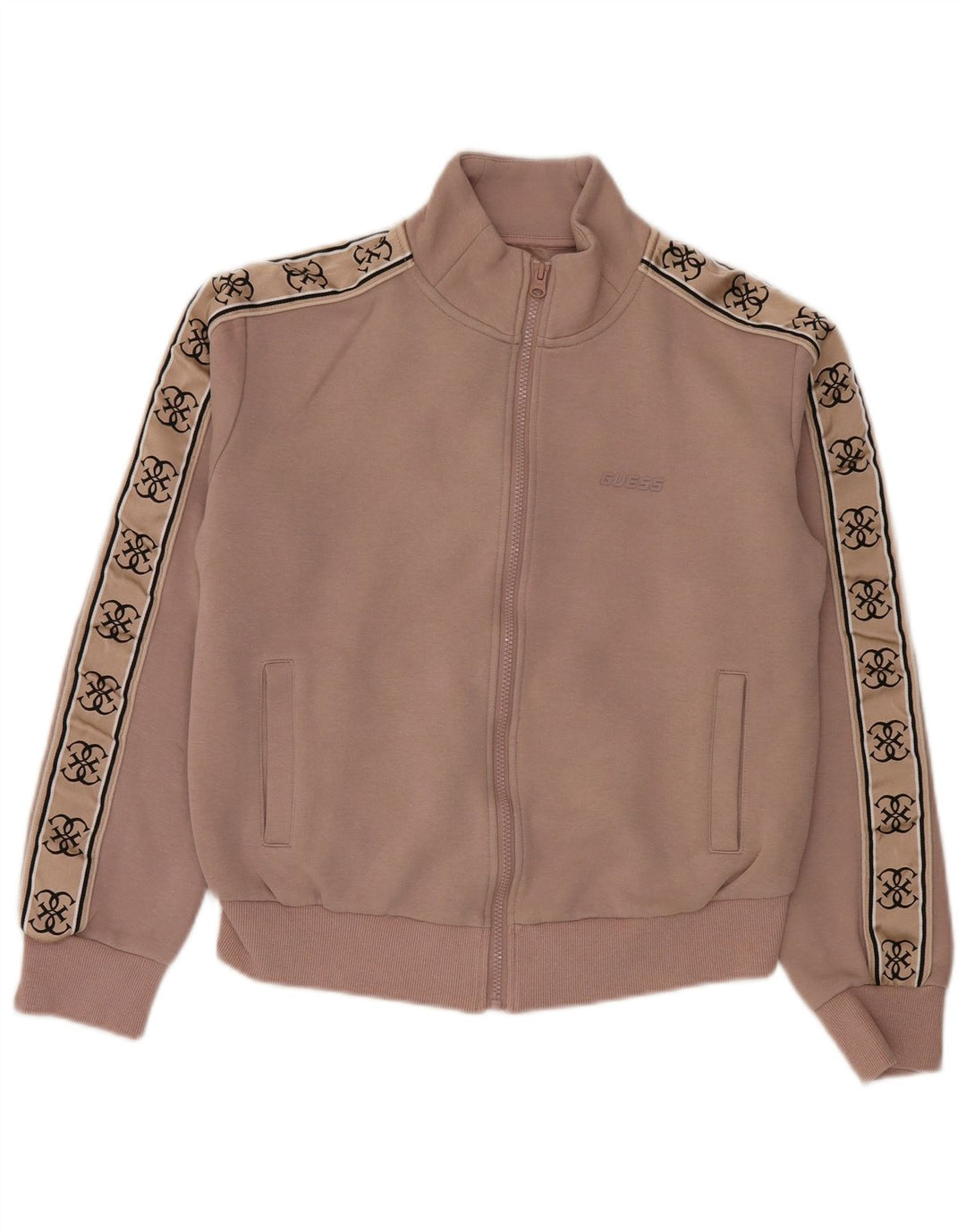 Jaqueta feminina Guess com agasalho gráfico UK 16 grande bloco colorido rosa