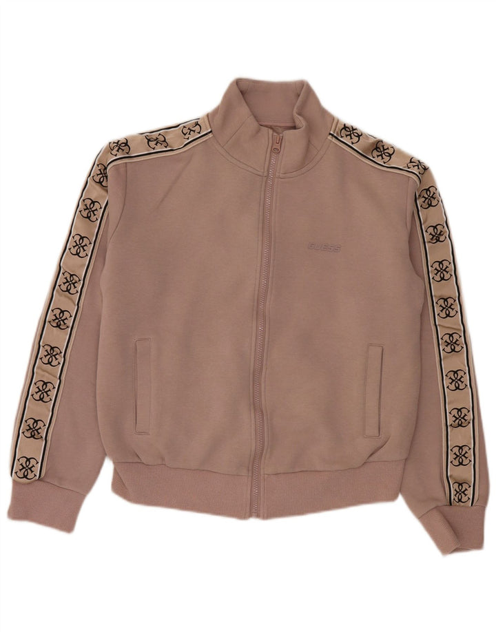 Jaqueta feminina Guess com agasalho gráfico UK 16 grande bloco colorido rosa