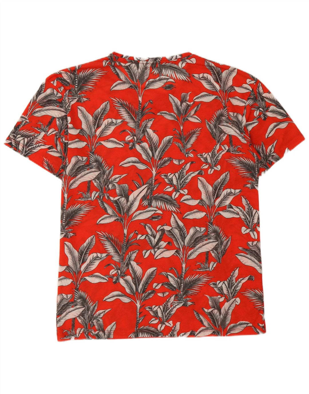 Camiseta masculina Zara Top grande floral vermelho