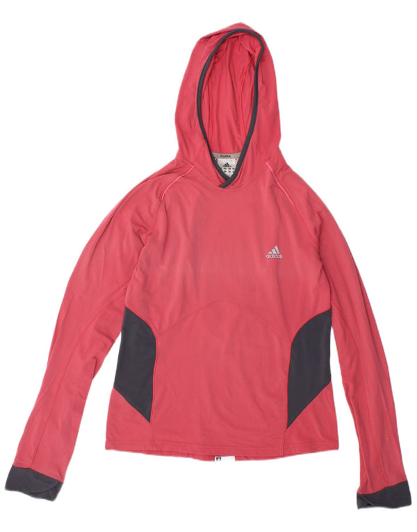 Adidas Womens Hoodie Jumper UK 12 Medium Pink Colourblock Nylon