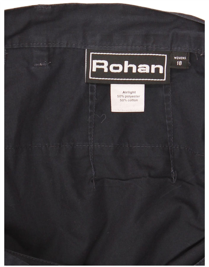 Calça cargo feminina reta Rohan Reino Unido 18 XL W34 L29 poliéster azul marinho