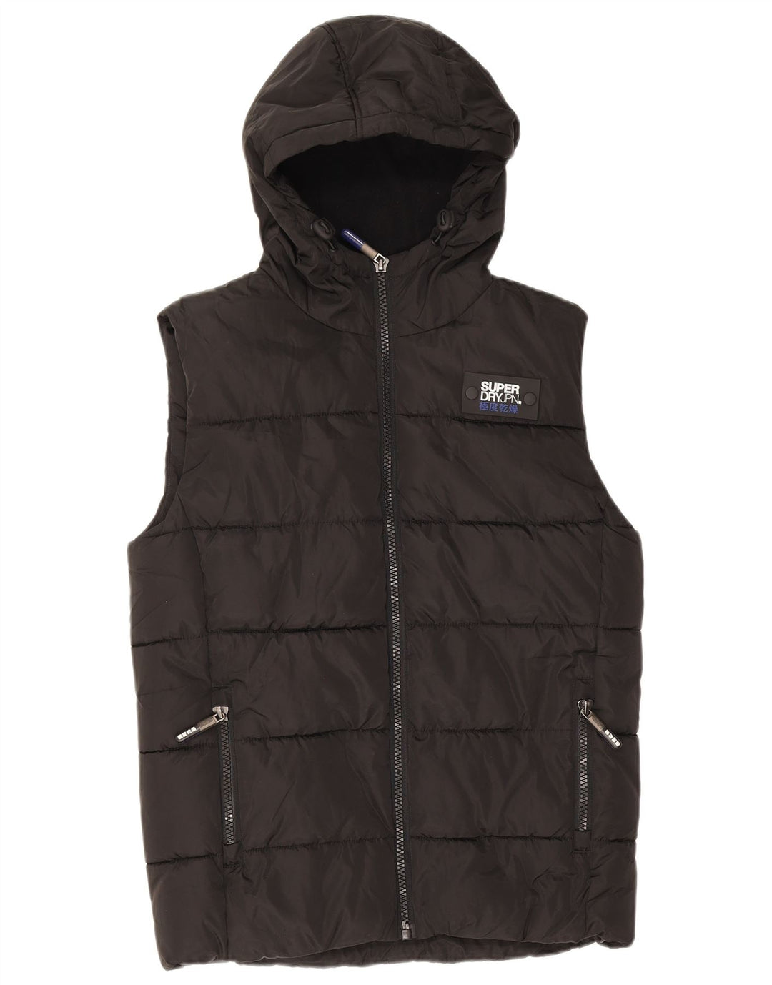 Colete acolchoado com capuz masculino Superdry UK 36 pequeno poliéster preto