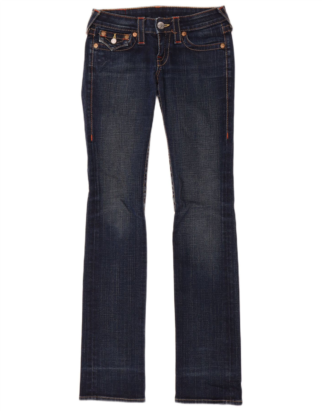 Jeans True Religion feminino slim bootcut W24 L33 algodão azul