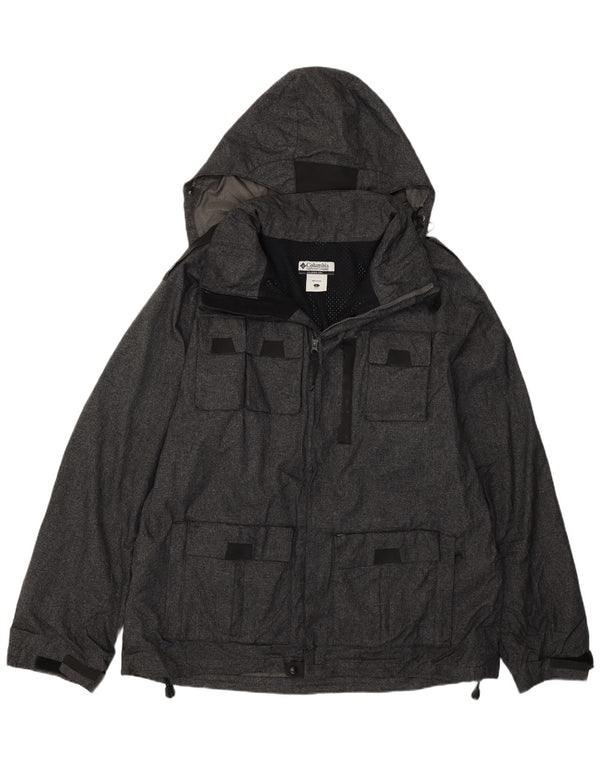 Jaqueta utilitária masculina Columbia com capuz UK 40 grande poliamida cinza