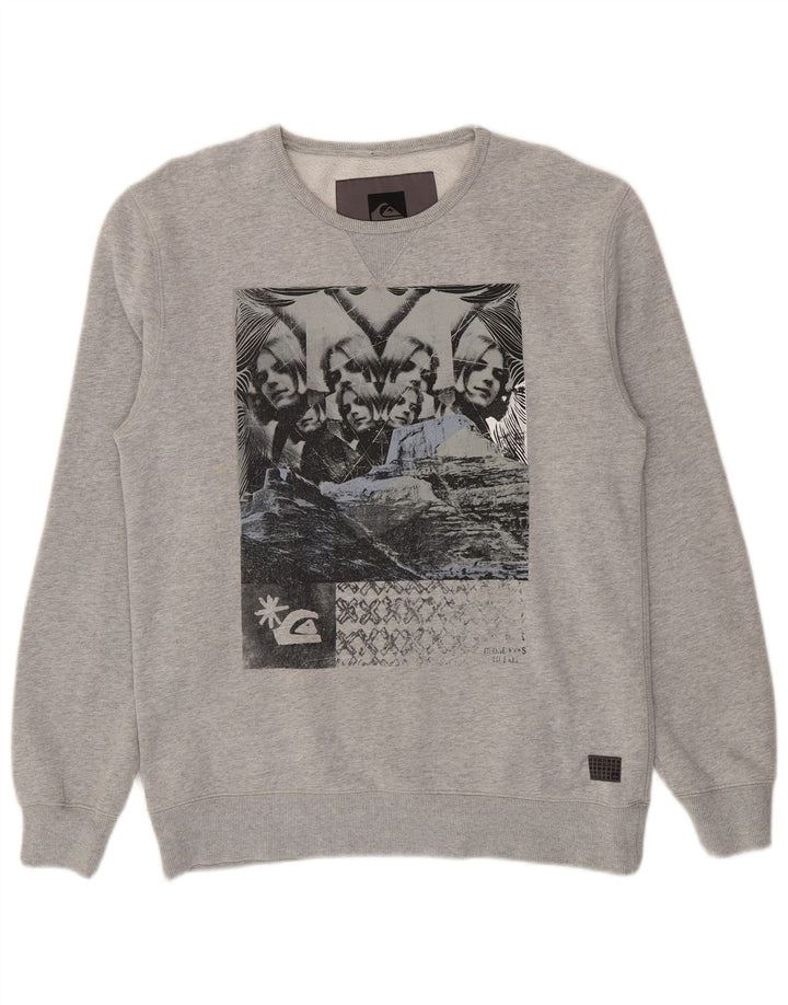 Quiksilver moletom gráfico masculino jumper grande algodão cinza