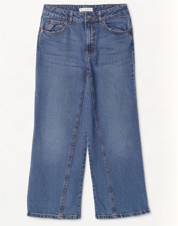 Zara Jeans de perna larga para meninas 13-14 anos W26 L25 Azul