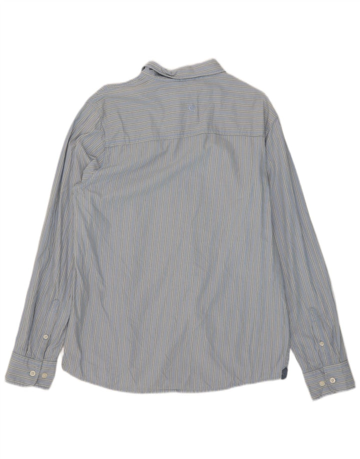 Camisa masculina Fat Face de algodão listrado azul médio