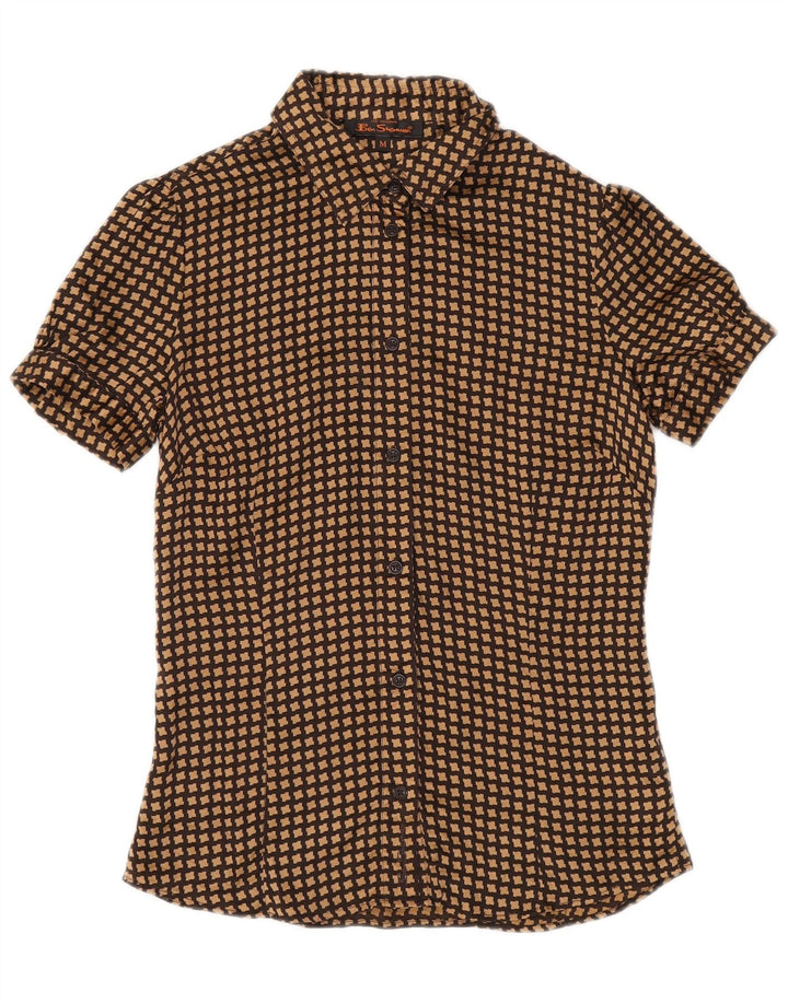 Blusa feminina BEN SHERMAN UK 12 médio marrom houndstooth