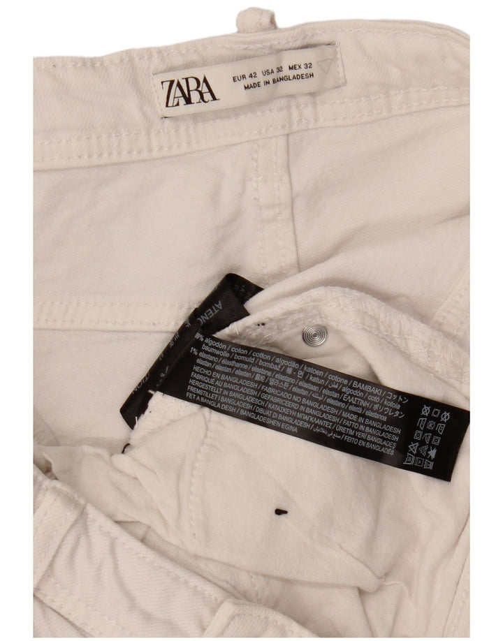 Zara Mens Denim Shorts EU 42 Grande W32 Algodão Branco