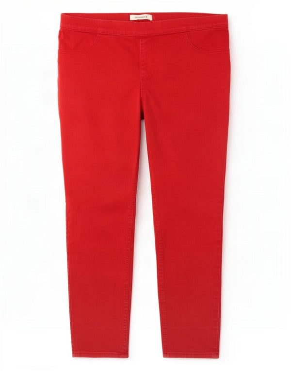 Calça jeans feminina Marks & Spencer UK 14 grande W32 L24 algodão vermelho