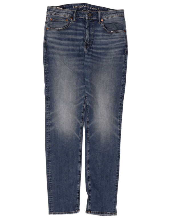American Eagle Mens Airflex Slim Jeans W34 L34 Azul Algodão