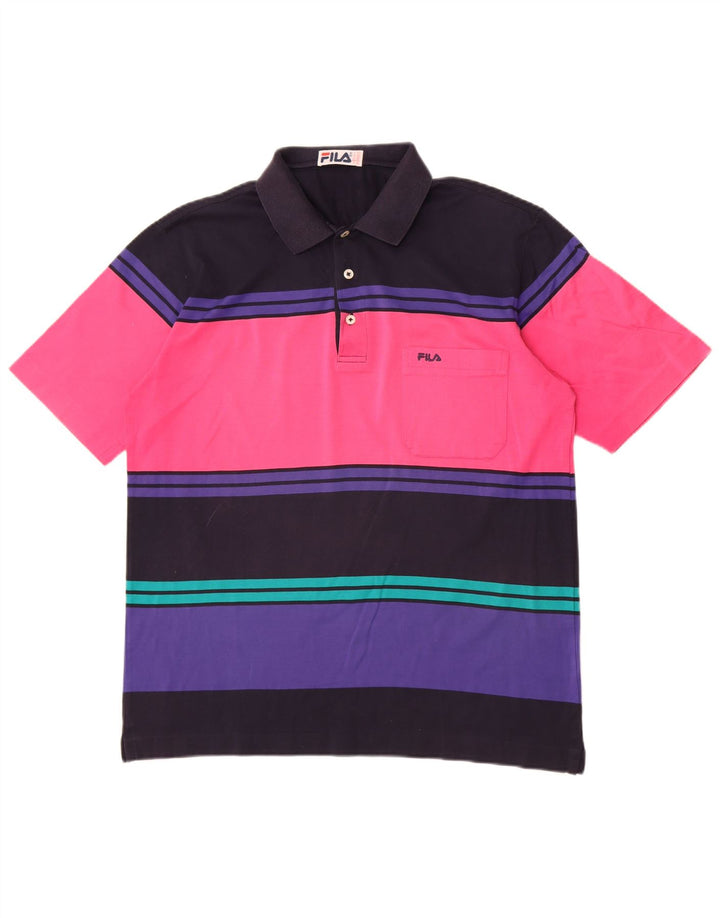 Camisa polo masculina Fila IT 50 médio azul marinho colorblock