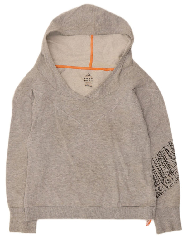 Adidas Womens Clima 365 Graphic Hoodie Jumper UK 10 Pequeno Cinza Flecked
