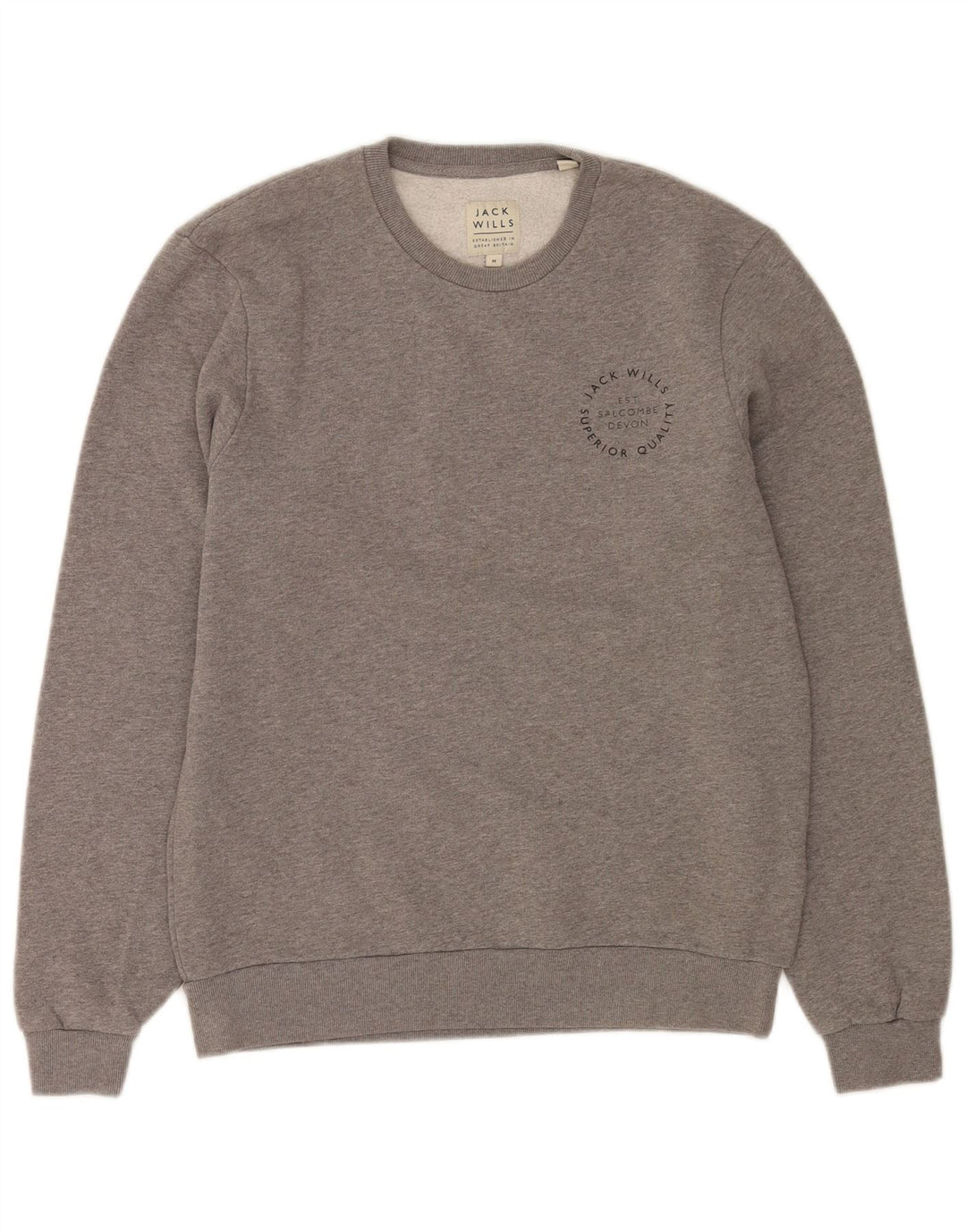 Jack Wills moletom masculino jumper médio cinza algodão manchado