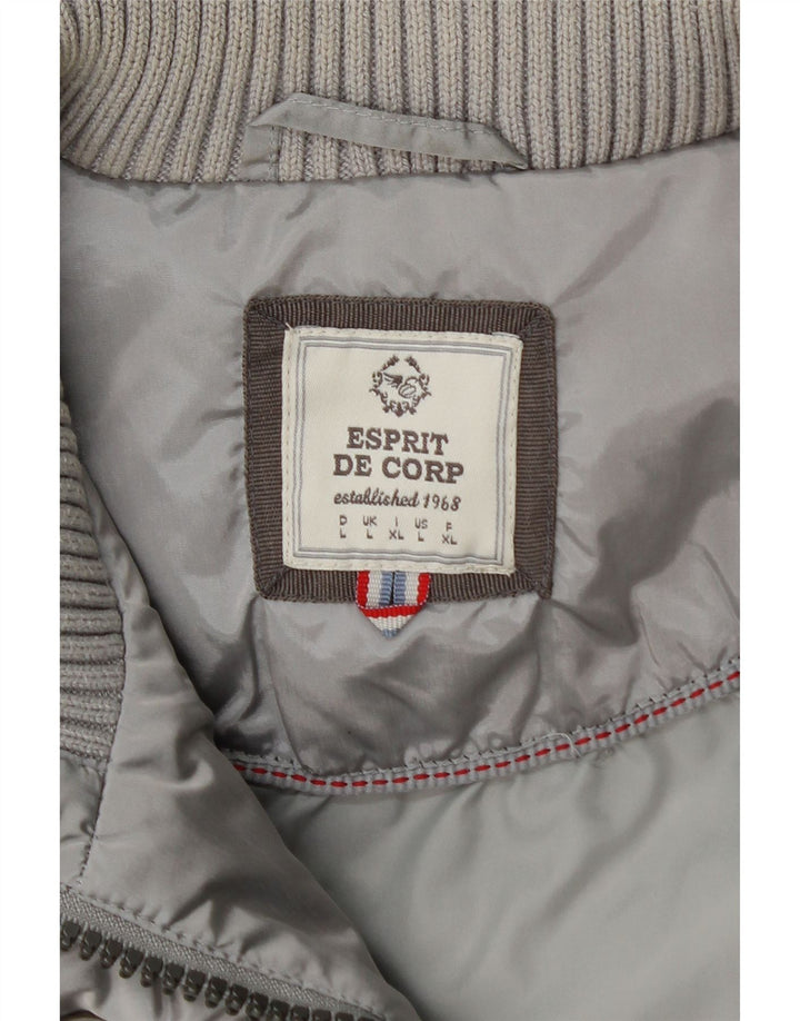 Colete acolchoado feminino Esprit UK 16 grande poliéster cinza