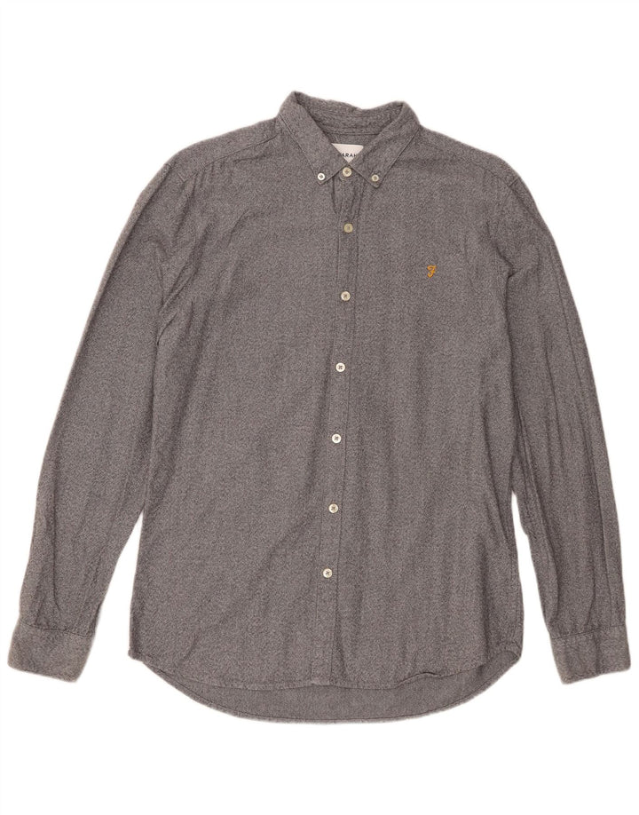 Camisa masculina Farah Slim Fit grande algodão cinza