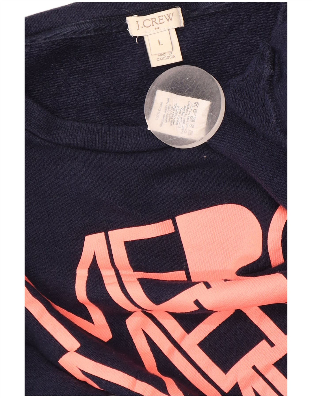 Suéter gráfico feminino J. CREW Reino Unido 16 grande algodão azul marinho