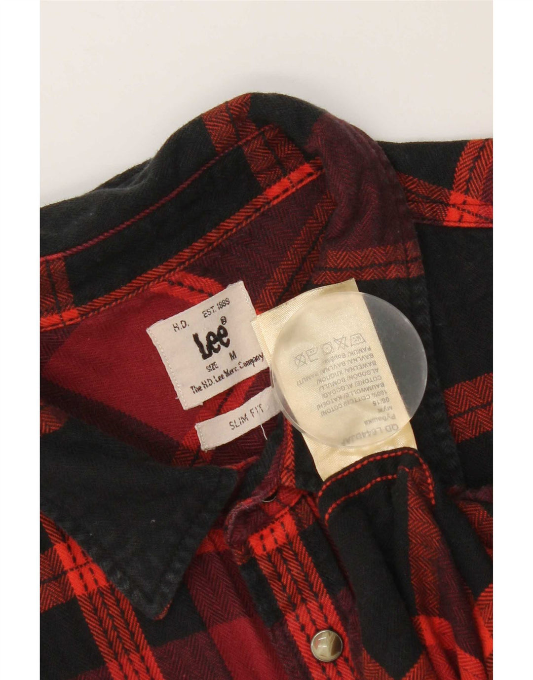 Camisa masculina de flanela Lee Western Slim Fit, algodão xadrez médio vermelho