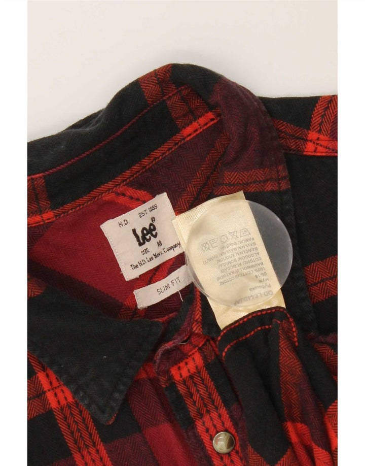 Camisa masculina de flanela Lee Western Slim Fit, algodão xadrez médio vermelho