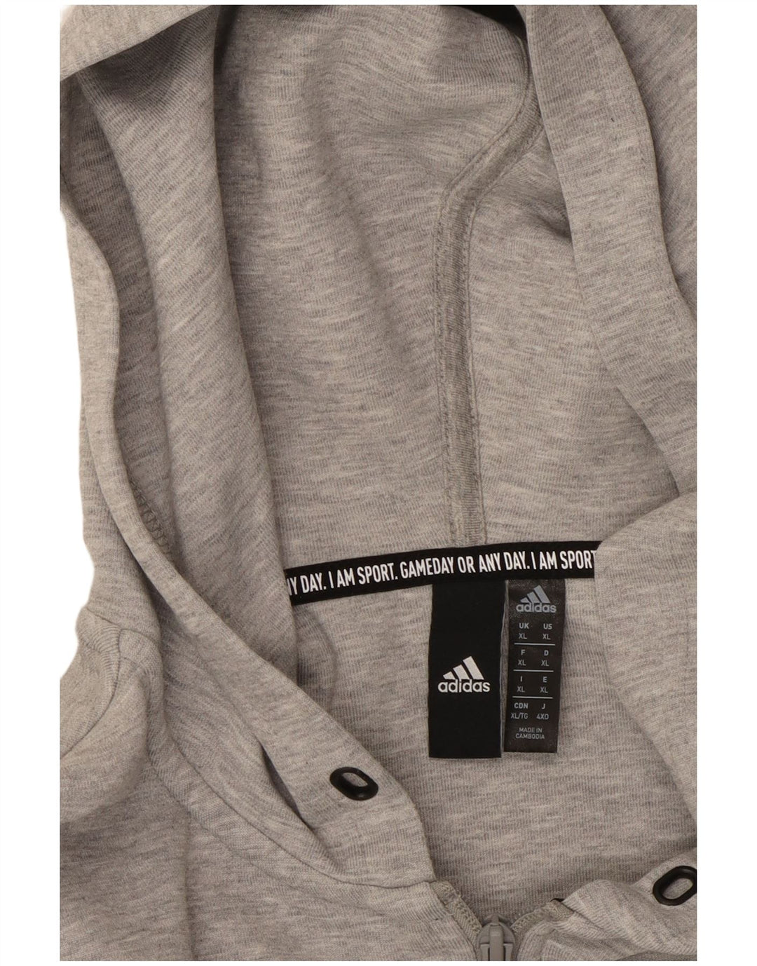 ADIDAS Mens Zip Hoodie Sweater XL Cinza Algodão