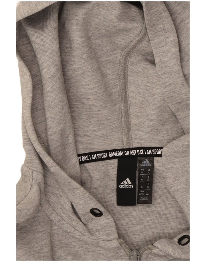 ADIDAS Mens Zip Hoodie Sweater XL Cinza Algodão