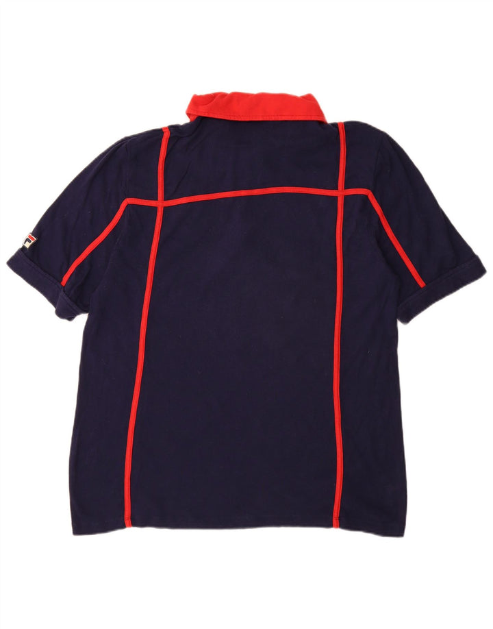 Camisa polo masculina FILA grande algodão colorblock azul marinho