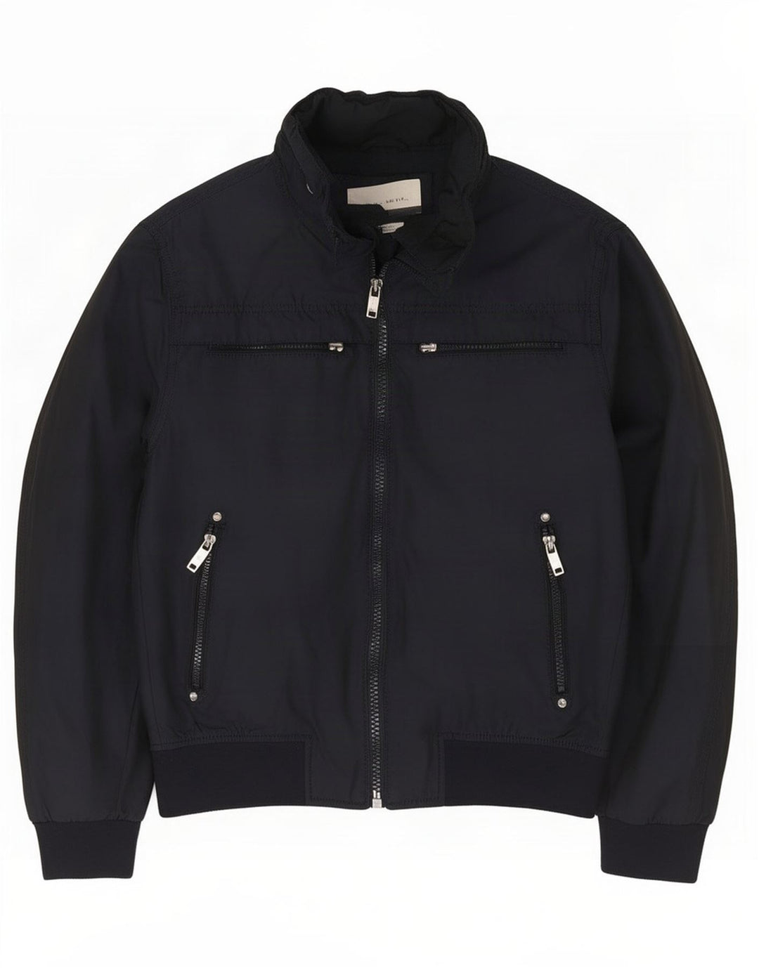 Zara Mens Bomber Jacket UK 40 Grande Poliéster Azul Marinho