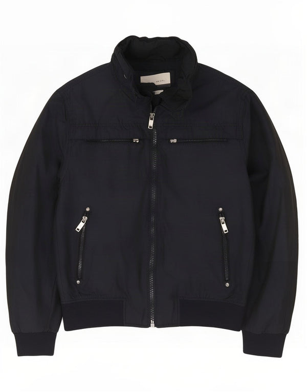 Zara Mens Bomber Jacket UK 40 Grande Poliéster Azul Marinho