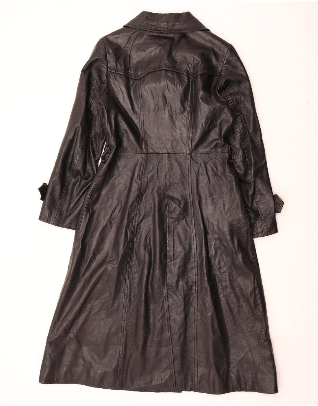 Casaco de couro feminino VINTAGE UK 12 couro preto médio