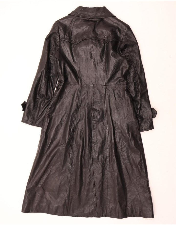 Casaco de couro feminino VINTAGE UK 12 couro preto médio