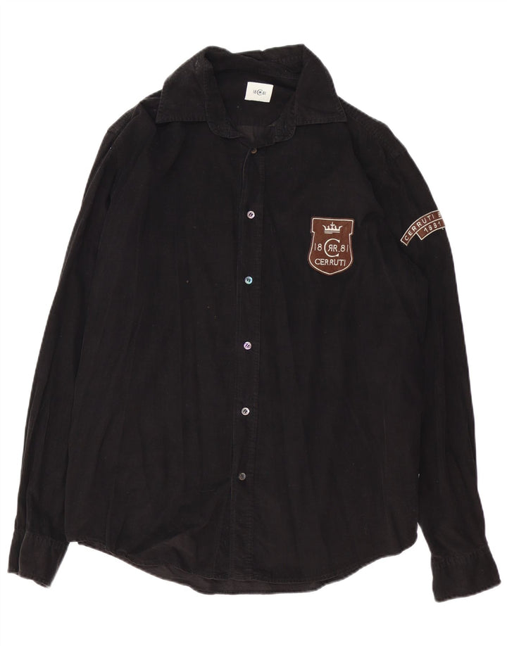 CERRUTI 1881 Mens Corduroy Shirt Medium Black Vintage Cerruti 1881 and Second-Hand Cerruti 1881 from Messina Hembry 