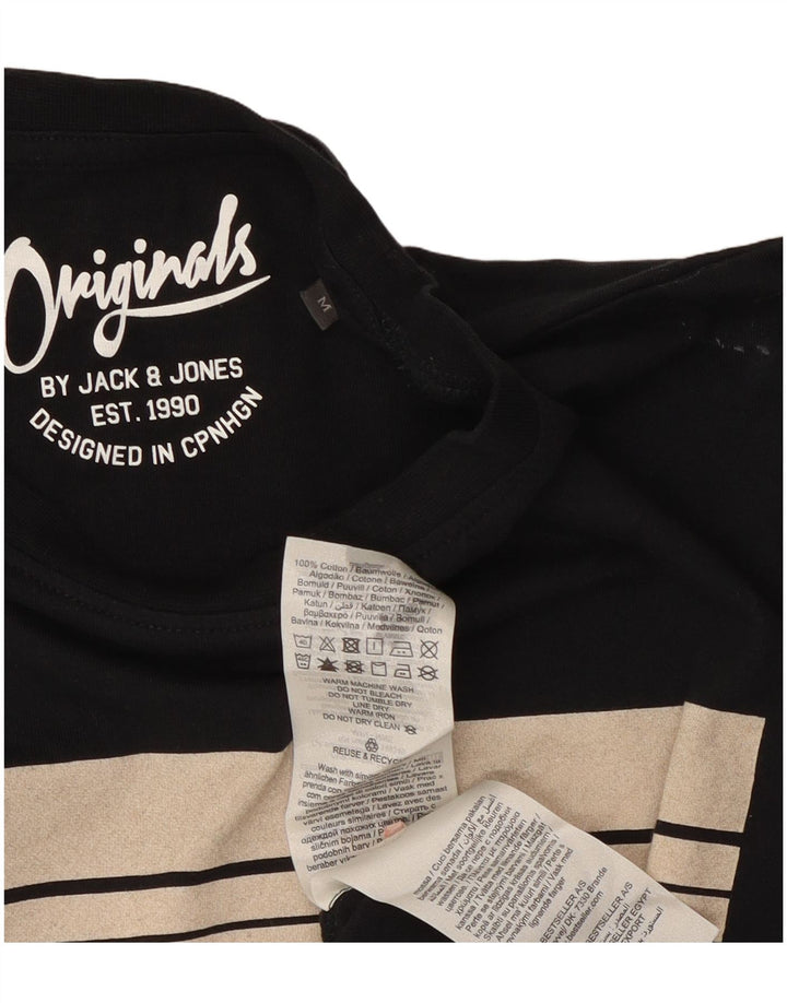 Camiseta gráfica masculina Jack & Jones Top médio algodão preto
