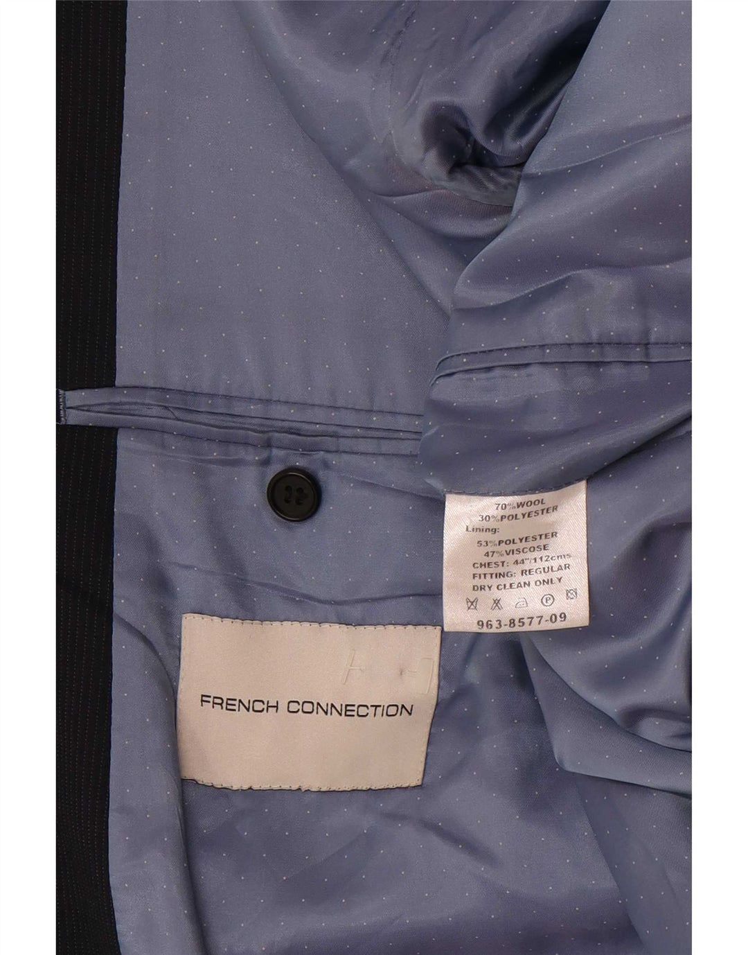 Jaqueta blazer masculina de 2 botões French Connection Reino Unido 44 2XL lã azul marinho