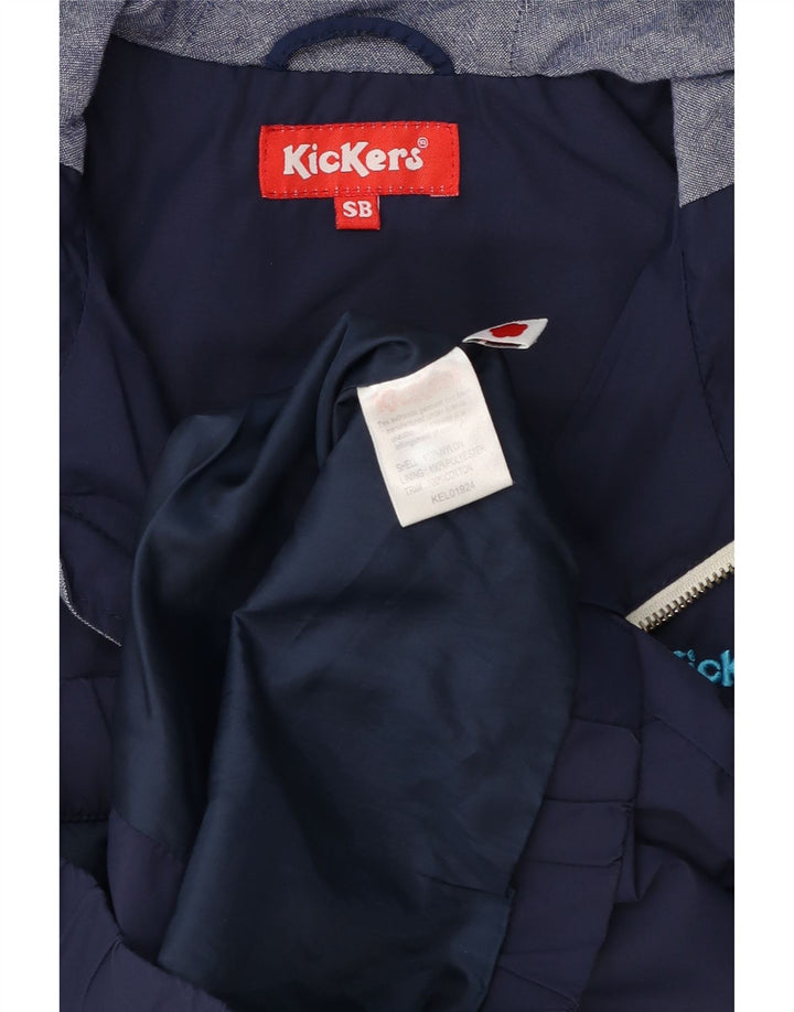 Jaqueta corta-vento com capuz Kickers Boys 7-8 anos pequeno azul marinho nylon