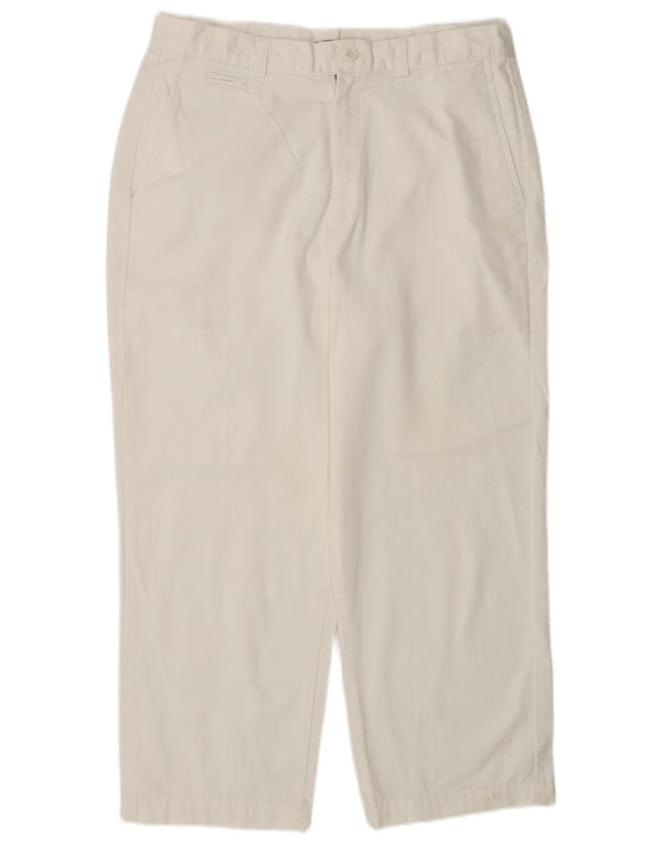 Dockers Womens Loose Fit Capri Calças US 12 Grande W30 L23 Algodão Branco