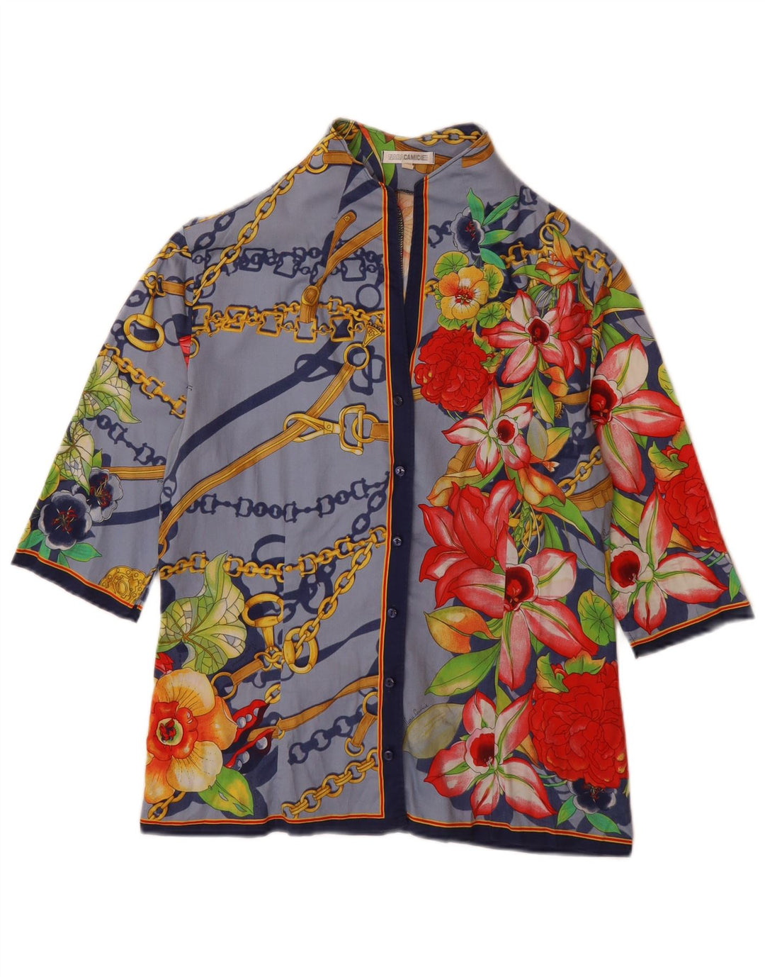 NARACAMICIE Blusa feminina estampada manga 3/4 Reino Unido 16 grande azul floral