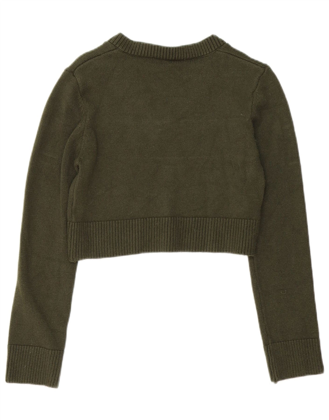 Suéter feminino Zara Crop Jumper Reino Unido 12 viscose verde médio