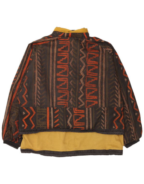 Jaqueta Anorak masculina vintage com capuz UK 40 grande geométrica multicolorida
