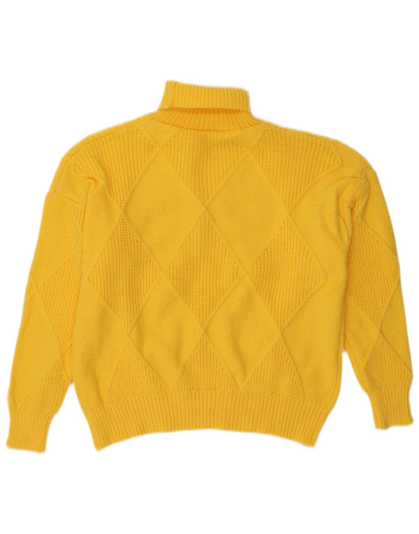 Suéter feminino VINTAGE com gola redonda Reino Unido 18 XL Amarelo Argyle/Diamante