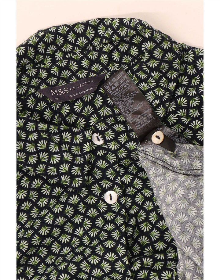 Camisa feminina Marks & Spencer Reino Unido 16 grande viscose floral verde