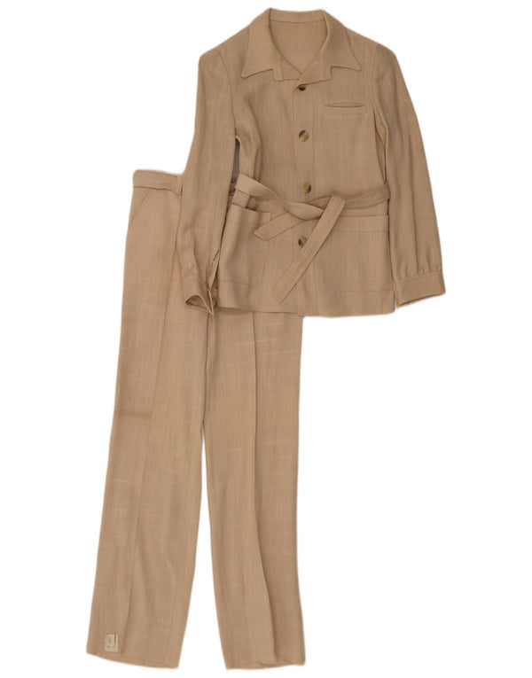 Terno feminino vintage de 4 botões e 2 peças IT 36 XS W26 L30 viscose bege