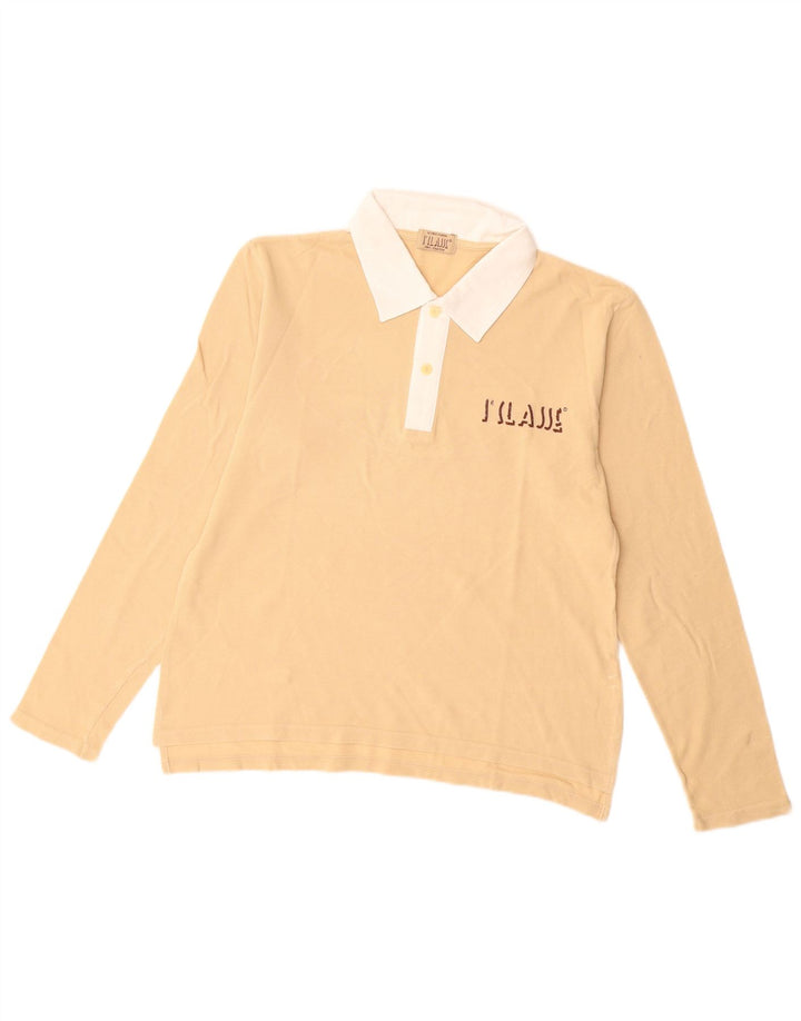 ALVIERO MARTINI Camisa polo masculina gráfica de manga comprida para rugby médio bege