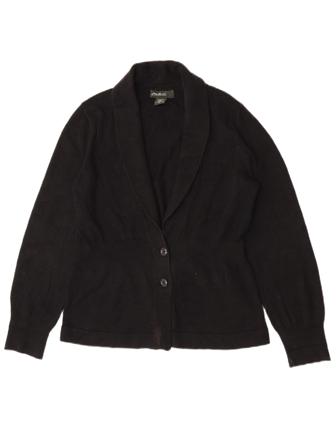 Suéter cardigã feminino Eddie Bauer Reino Unido 14 algodão preto médio