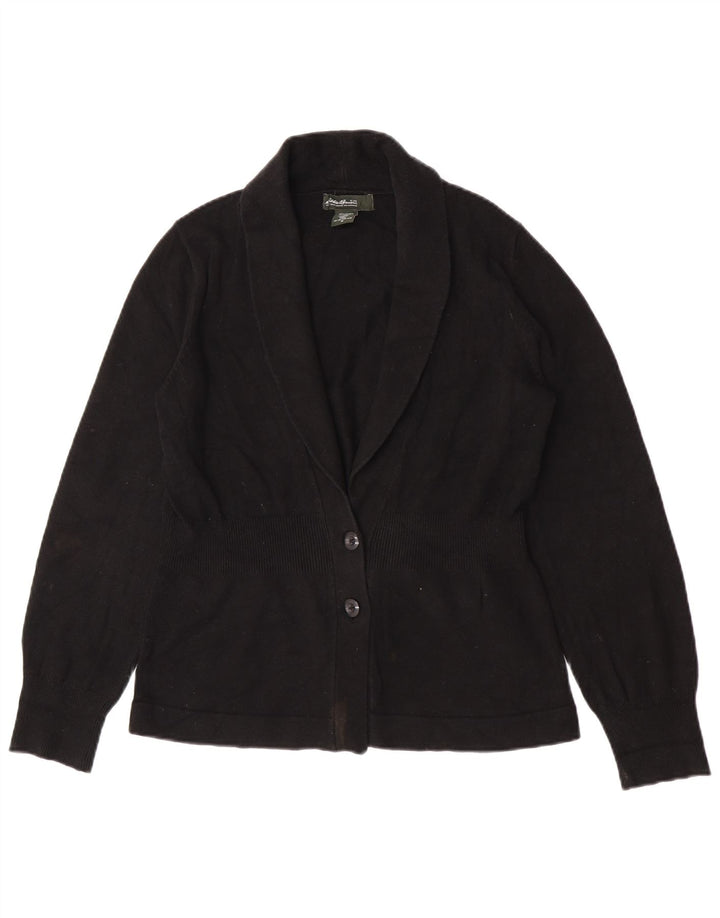 Suéter cardigã feminino Eddie Bauer Reino Unido 14 algodão preto médio